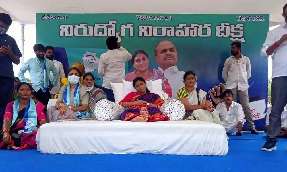 YS Sharmila demands jobs for unemployed in Telangana