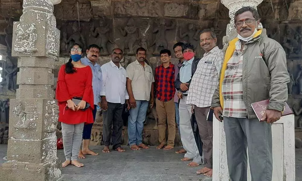 A team of architects and engineers visiting the temple in Korukonda on Wednesday