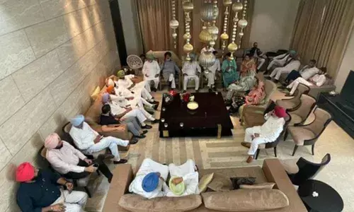 MLAs at Punjab Congress President Navjot Singh Sidhus residence in Amritsar. Image Credit: ANI