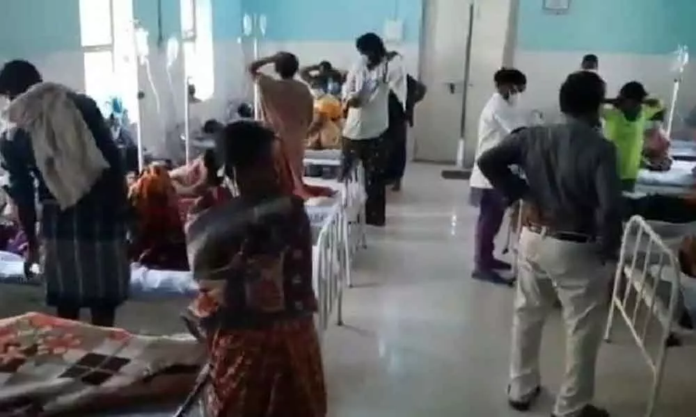 Residents of Kallaparri village extended treatment at Primary Health Care Centre in Kodumur on Thursday.