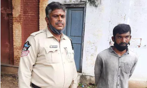 The accused Yugandhar after pronouncing of verdict at POCSO court in Chittoor on Thursday