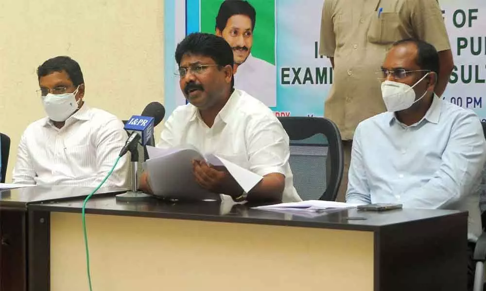 Education Minster Audimulapu Suresh and officials release Inetrmediate 2nd year results in Vijayawada on Friday