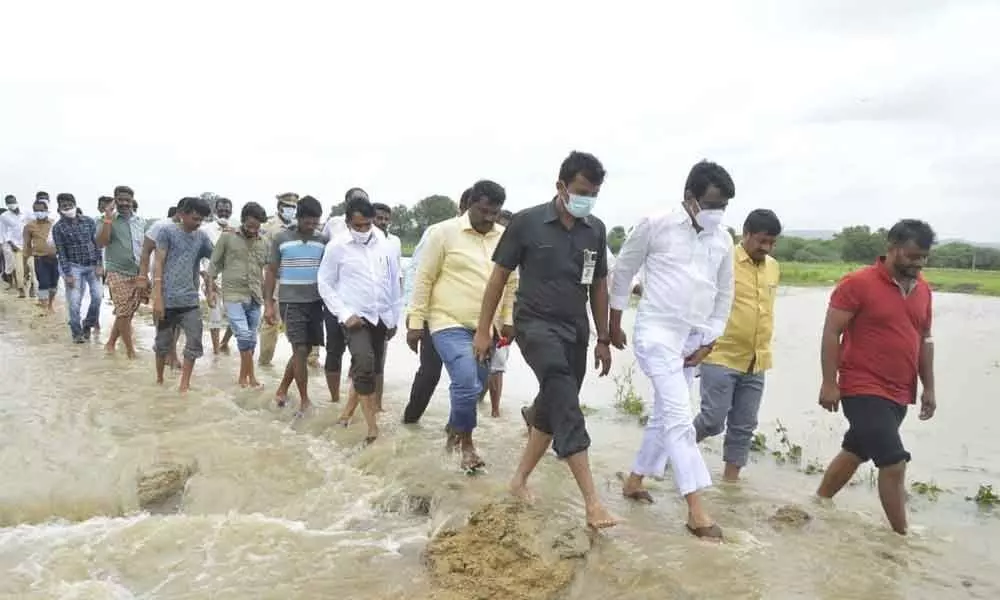 Minister Prashant Reddy inspects flood-hit areas