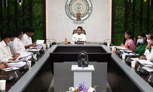 Chief Minister Y S Jagan Mohan Reddy reviews Nadu-Nedu (education) and Anganwadis at his camp office in Tadepalli on Friday