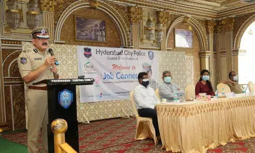City Police Commissioner  Anjani Kumar speaking at a job mela held in Hyderabad on Saturday