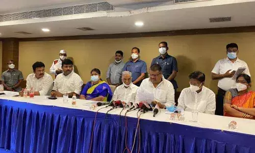 Tourism Minister Muttamsetti Srinivasa Rao addressing the media in Visakhapatnam on Monday