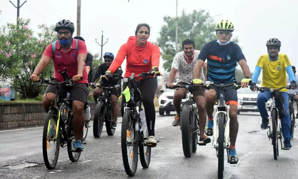Commissioner of Police Tarun Joshi in a bicycle rally (File pic)