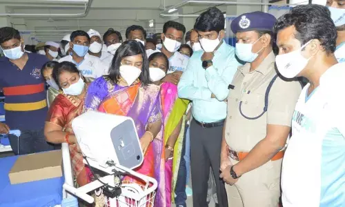District Collector C Narayana Reddy inaugurating the 120 critical care beds donated by Indian cricketer Yuvraj Singh to the Nizamabad