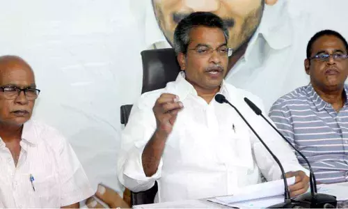 Mylavaram MLA Vasantha Venkata Krishna Prasad addressing a press conference at YSRCP central office in Tadepalli on Thursday