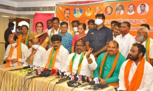 AP BJP president Somu Veerraju speaking at a press meet in Ongole on Thursday