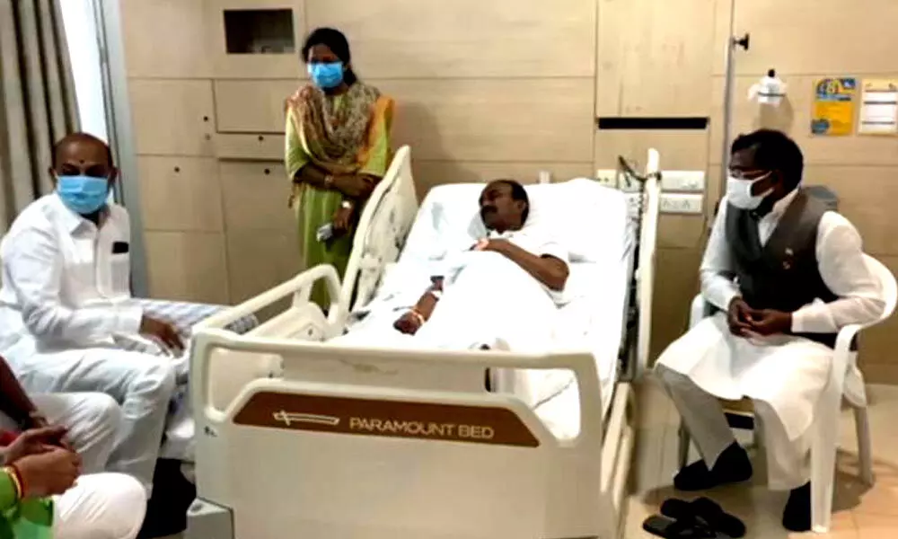 Eatala Rajender on Friday admitted to Apollo Hospital in Jubilee Hills