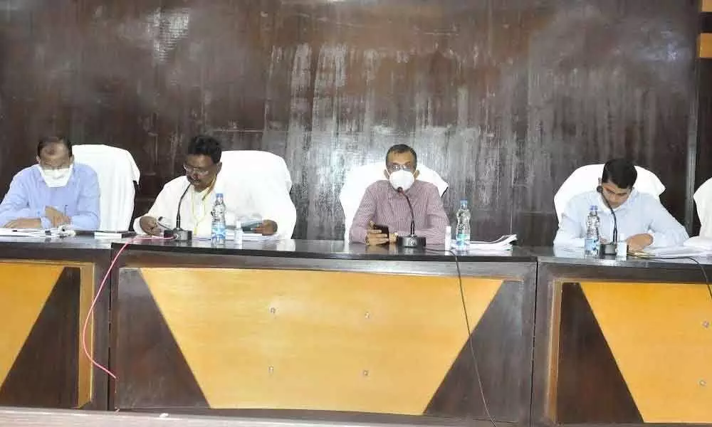 Secretary of Energy and CMD/APTRANSCO Nagulapalli Srikant speaking at a review meeting in Visakhapatnam on Saturday