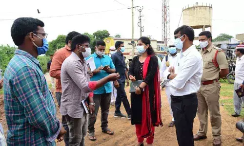 District collector P Koteshwara Rao inspecting the Govinda Palle Secretariat in Sirivella mandal on Saturday. Nandyal Sub- Collector Chahat Bajpai is also seen.