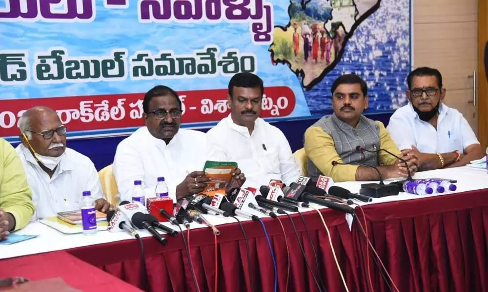 BJP state president Somu Veerraju speaking at a round table conference in Visakhapatnam on Sunday