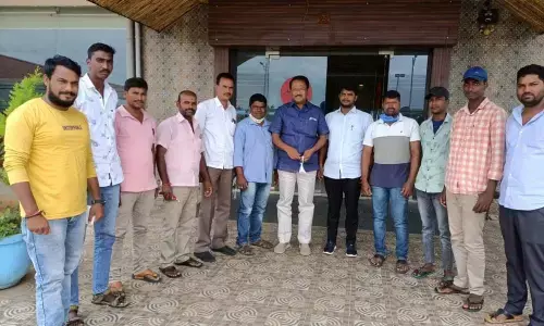 Khanapuram youth with MLA Dr C Laxma Reddy in Mahbubnagar on Sunday