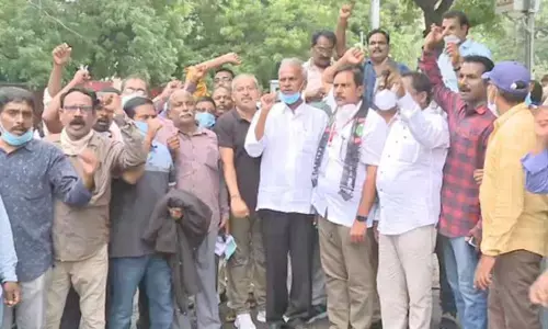 Visakhapatnam steel plant worker stages a protest in Delhi against privatisation