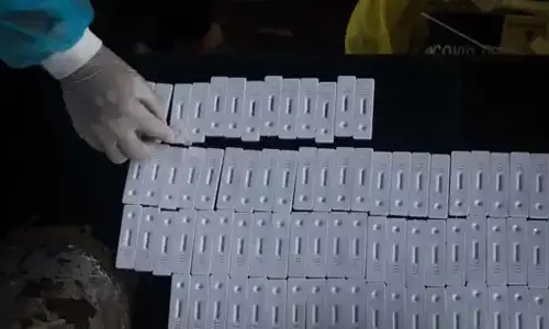 Health care worker collects swab samples of the passengers for the Covid-19 test