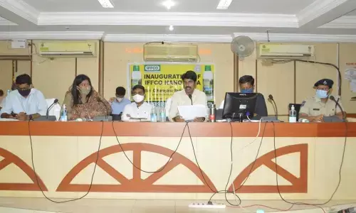 District Collector C Narayana Reddy holding a video conference with the electricity and the DRDA officials in Nizamabad on Wednesday