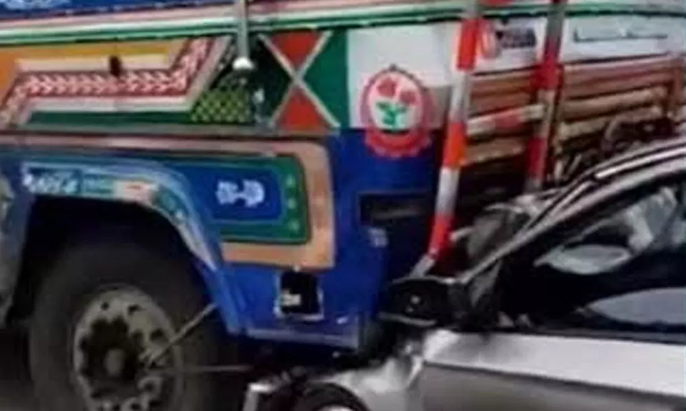 Car-Lorry collision in Sangareddy