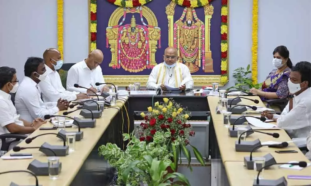 TTD EO Dr K S Jawahar Reddy  addressing in Dial-Your-EO programme at the TTD Administrative building  in Tirupati on Saturday