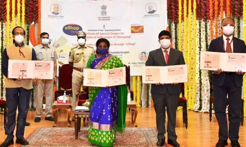 Governor Dr Tamilisai Soundararajan releasing the five postal covers at Raj Bhavan on Saturday