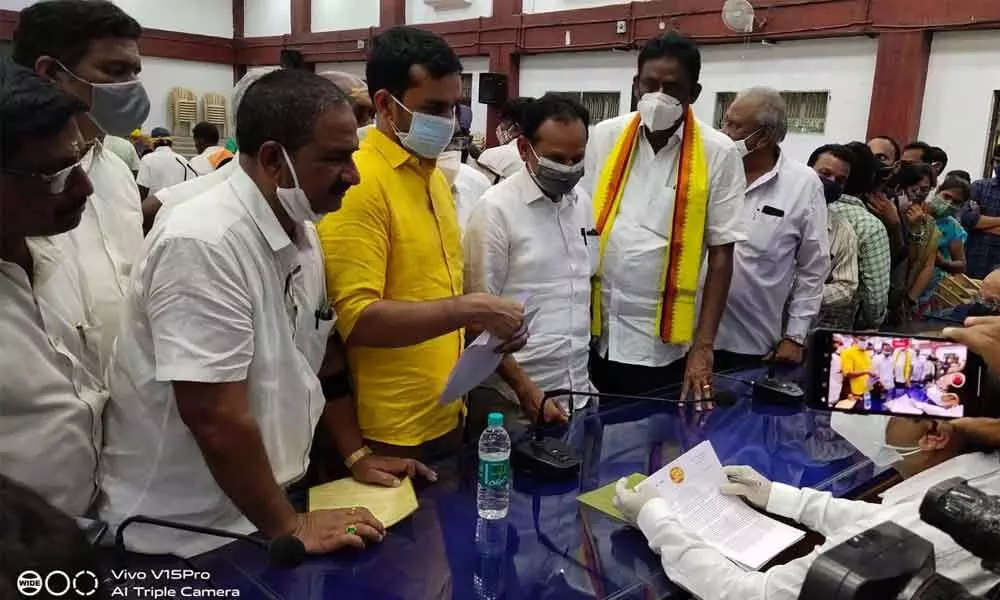 TDP leaders submit an MoU to Joint Collectors Demand measures