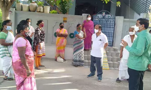 Kanigiri municipal chairman and commissioner interacting with locals on Wednesday morning