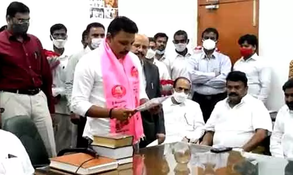 TRS leader Nomula Bhagath takes oath as Nagarjuna Sagar MLA