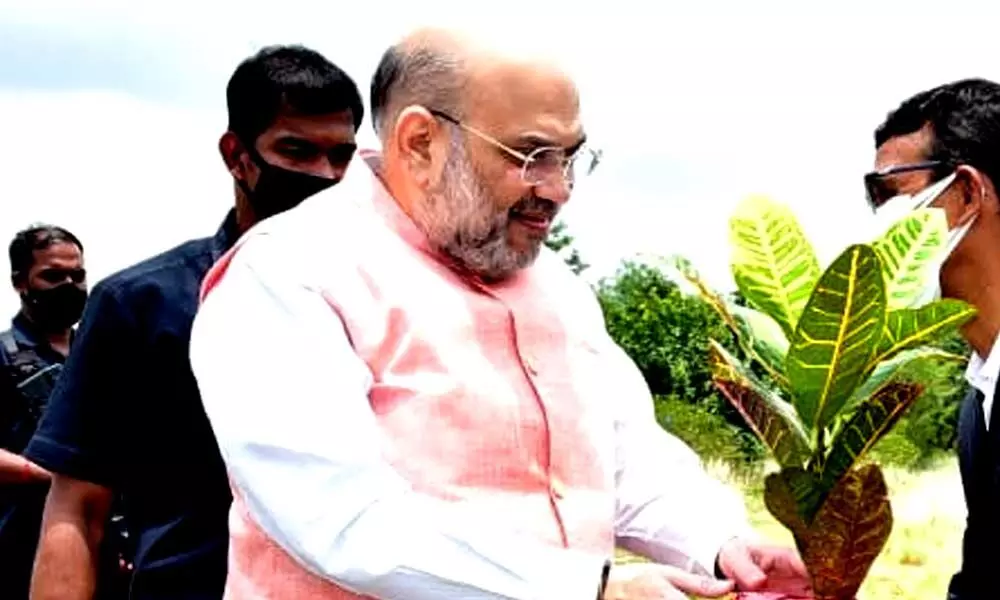 Union Home Minister Amit Shah arrives in Hyderabad
