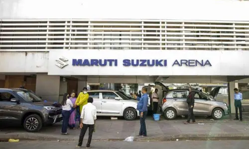 A Maruti Suzuki showroom in New Delhi.