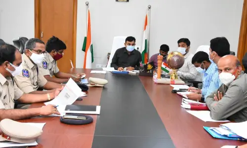 District Collector Sarath speaking at a meeting in Kamareddy on Thursday