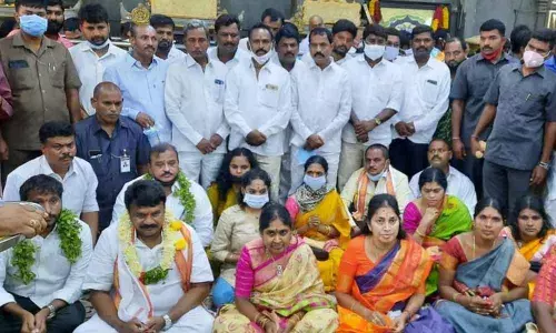 Talasani inspects Yadadri temple development works