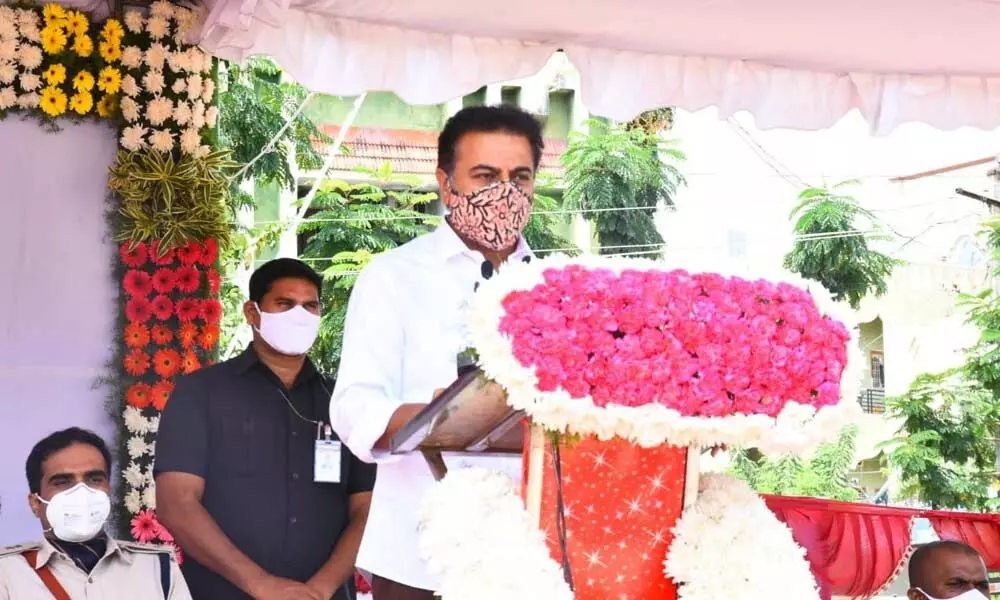IT and MAUD Minister KT Rama Rao speaking at Independence Day celebrations in Sircilla on Sunday