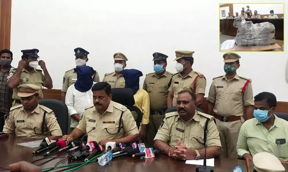 SP Ravindranath Babu addressing the media