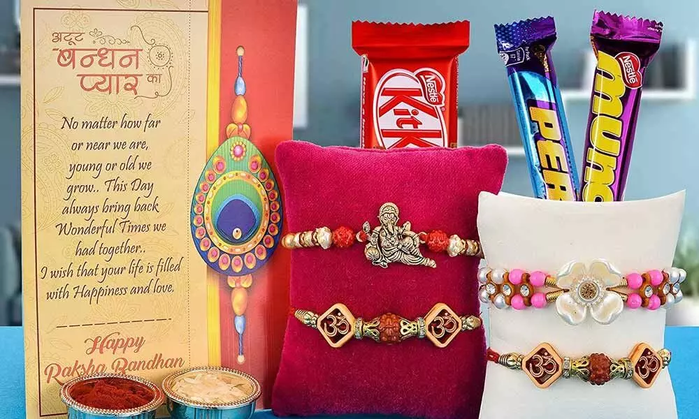Multicolor Card Board (Box Material) 6 Items Girl Raksha Bandhan Gift Set,  For Gifting, 12x8x2inch (lxwxh) at Rs 1000/box in New Delhi