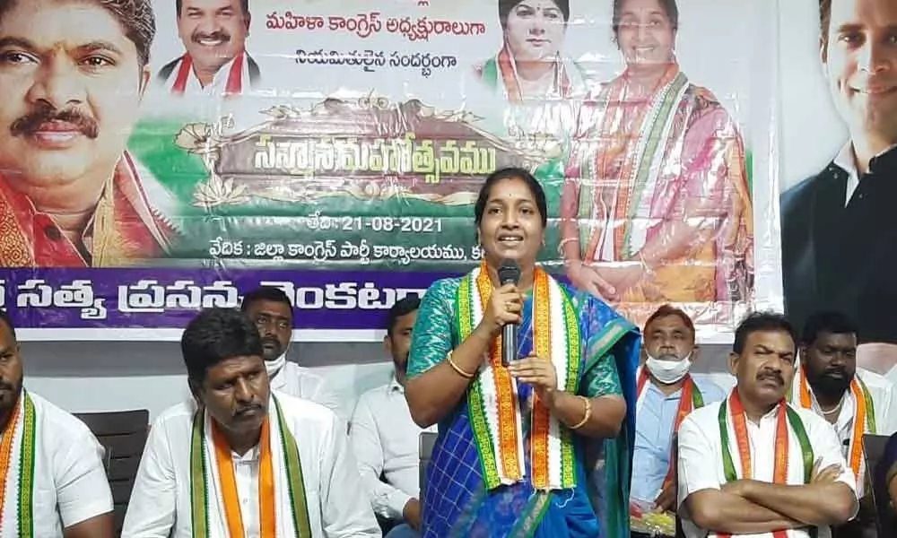 District Mahila Congress president Karra Satya Prasanna Reddy assumed the charge in Karimnagar on Saturday