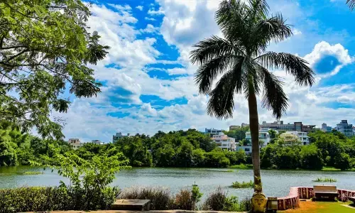 Banjarahills Road No 12, MLA Colony, GHMC has landscaped Lotus Pond Park.