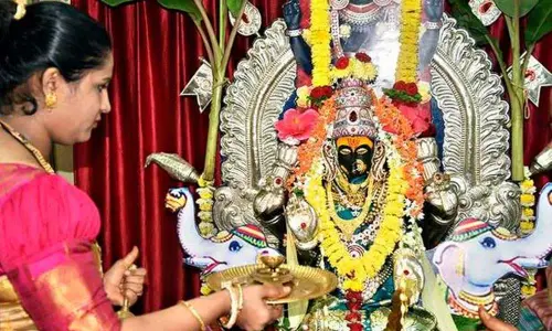 Muslims carrying ‘panja’ to mark Muharram in Dharwad on Friday