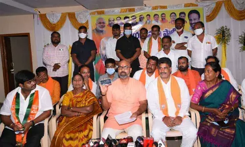 MP D Aravind addressing a press conference in Karimnagar on Saturday