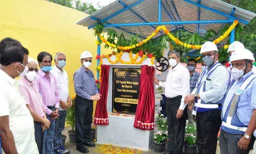 Sunil Kumar, Chief General Manager, NTPC, inaugurating STP Treated Water Supply Network in Ramagundam on Saturday