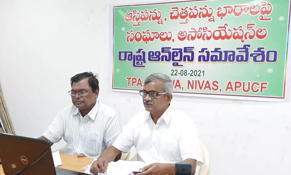 Participants at a webinar organised on Sunday opposing the hike in property tax