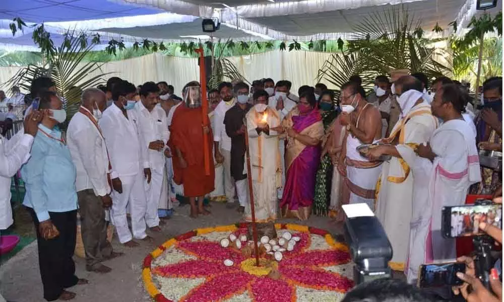 Chinna Jeeyar Conducts bhumi puja for Lord Venkateswara temple