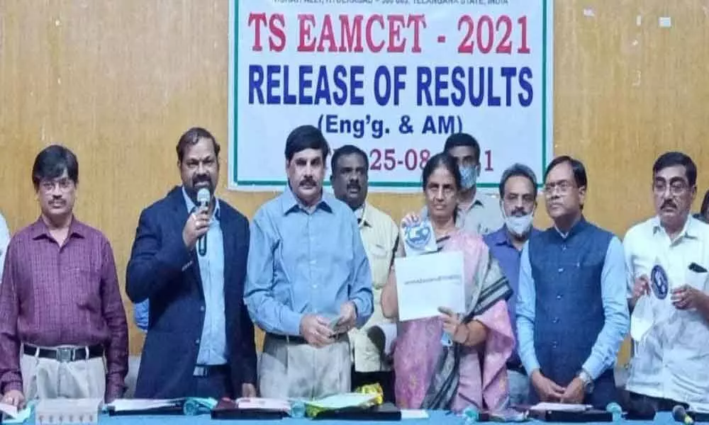 State Education Minister P Sabitha Indra Reddy released the TS EAMCET-2021 results