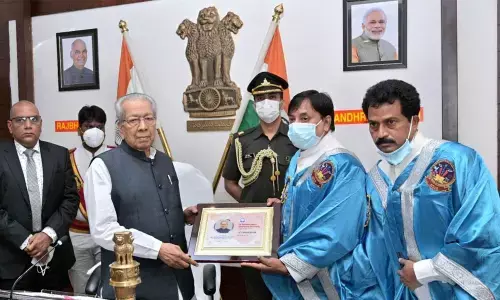 Governor & Chancellor  Biswa Bhusan Harichandan virtually taking part in the convocation of SVVU from the Raj Bhavan in Vijayawada on Saturday