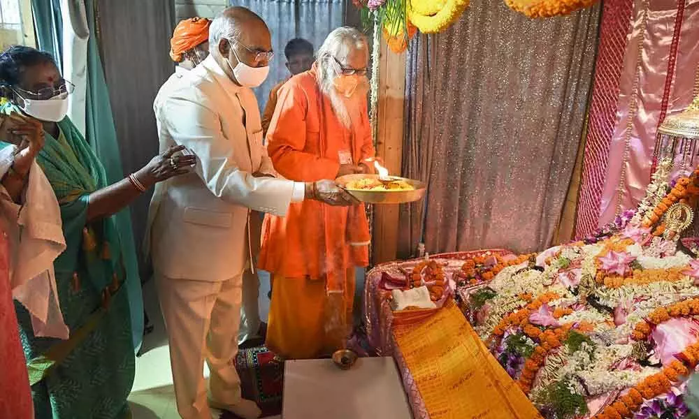 President Ram Nath Kovind offers prayers at Ram temple site in Ayodhya on Sunday