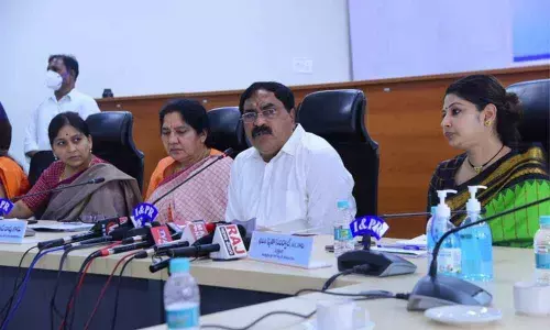 Minister for Panchayat Raj Errabelli Dayakar Rao speaking at a meeting in Hanumakonda on Sunday.