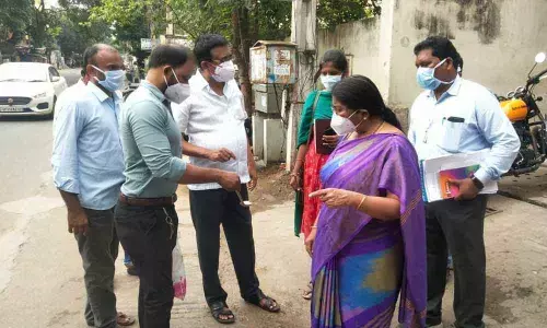 NVBDCP state Additional Director C Padmavati visiting Maddilapalem area in Visakhapatnam on Sunday
