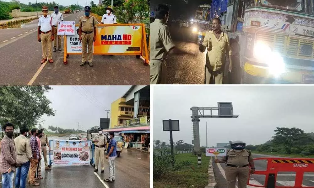 The police creating awareness at various points in East Godavari on Tuesday
