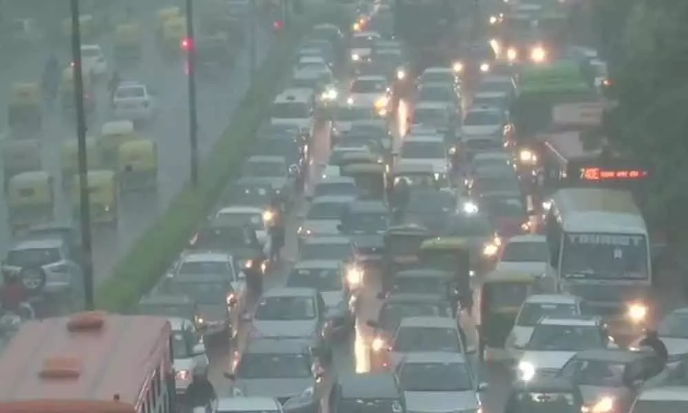 The Delhi Traffic Police has been providing regular updates through its Twitter handle warning commuters about waterlogging at many roads in the city. (Photo: Twitter/ANI)
