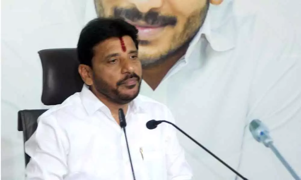 YSRCP MLC Duvvada  Srinivas addressing  a press conference at the party’s central office in Tadepalli on Wednesday
